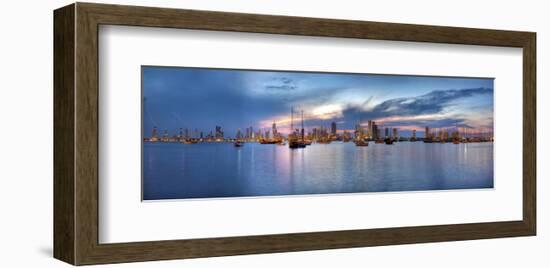 Sunset Panorama Harbor-Nish Nalbandian-Framed Art Print