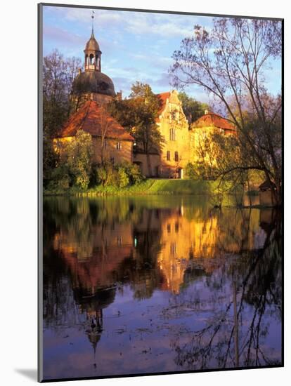 Sunset Rays on Straupe Castle and Reflection Pond, Gauja National Park, Latvia-Janis Miglavs-Mounted Photographic Print