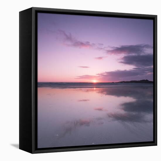 Sunset Reflected in Wet Sand and Sea on Crackington Haven Beach, Cornwall, England, UK, Europe-Ian Egner-Framed Premier Image Canvas