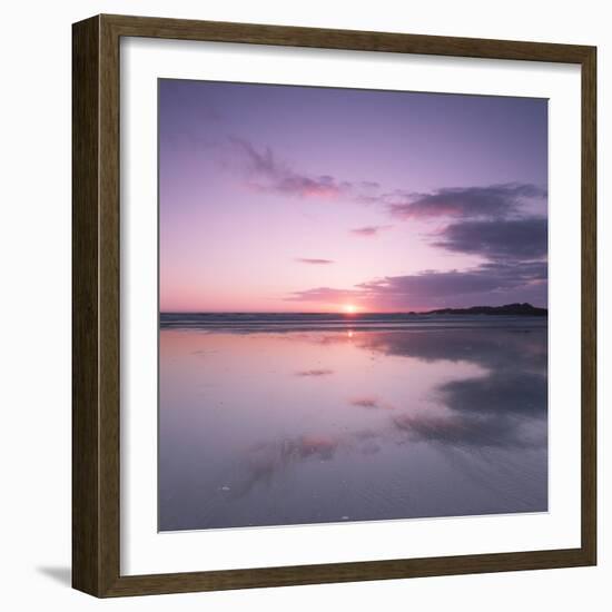 Sunset Reflected in Wet Sand and Sea on Crackington Haven Beach, Cornwall, England, UK, Europe-Ian Egner-Framed Photographic Print