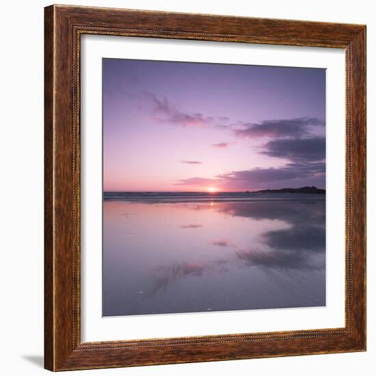 Sunset Reflected in Wet Sand and Sea on Crackington Haven Beach, Cornwall, England, UK, Europe-Ian Egner-Framed Photographic Print