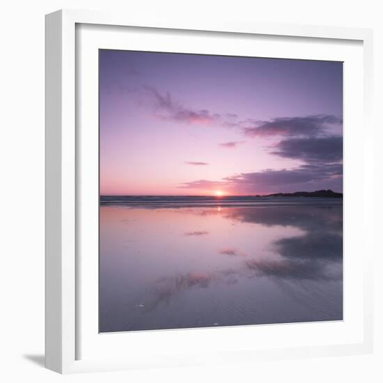 Sunset Reflected in Wet Sand and Sea on Crackington Haven Beach, Cornwall, England, UK, Europe-Ian Egner-Framed Photographic Print