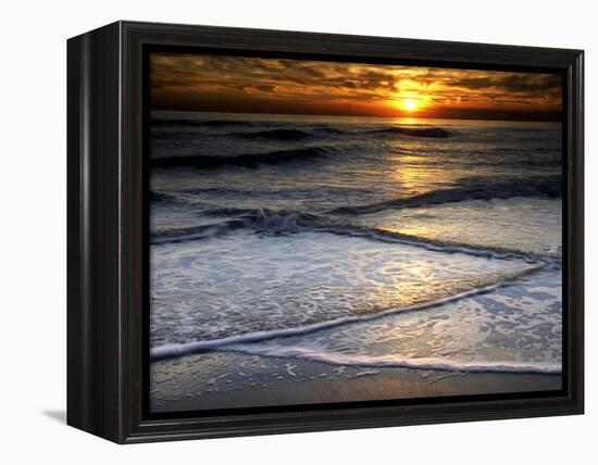 Sunset Reflection on Beach, Cape May, New Jersey, USA-Jay O'brien-Framed Premier Image Canvas