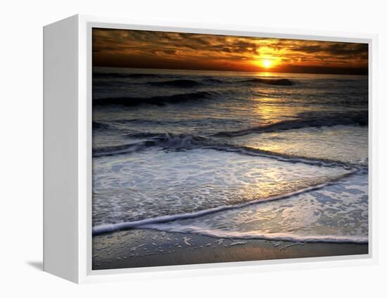 Sunset Reflection on Beach, Cape May, New Jersey, USA-Jay O'brien-Framed Premier Image Canvas