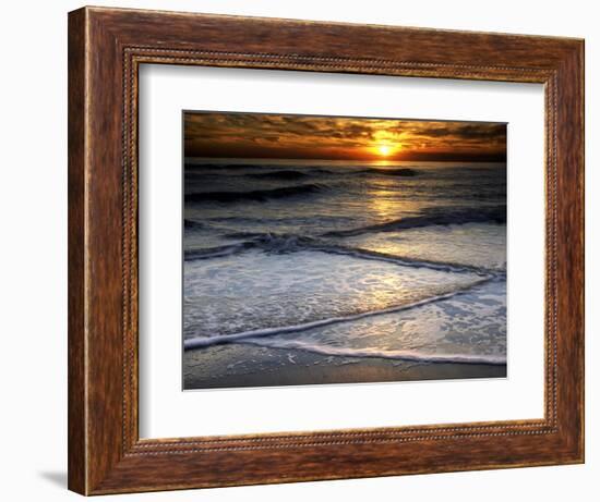 Sunset Reflection on Beach, Cape May, New Jersey, USA-Jay O'brien-Framed Premium Photographic Print