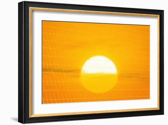 Sunset Reflection on Solar Panel, Artwork-Detlev Van Ravenswaay-Framed Photographic Print