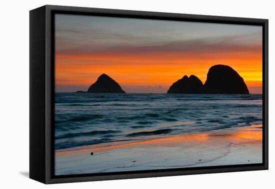 Sunset, Sea Stacks, Oceanside, Oregon, USA-Michel Hersen-Framed Premier Image Canvas