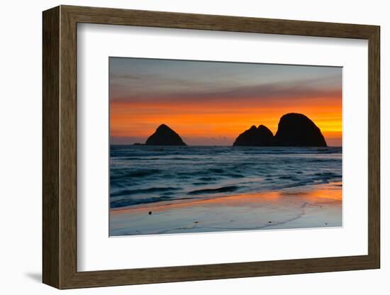 Sunset, Sea Stacks, Oceanside, Oregon, USA-Michel Hersen-Framed Photographic Print