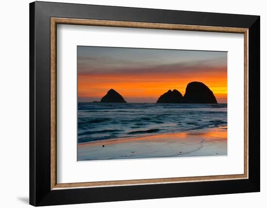 Sunset, Sea Stacks, Oceanside, Oregon, USA-Michel Hersen-Framed Photographic Print