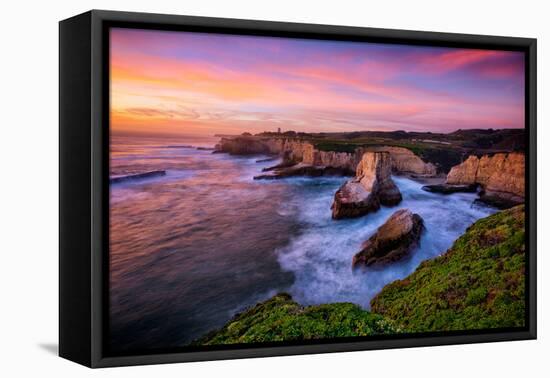 Sunset Seascape at Shark Fin Cove, California Coast, Santa Cruz, Davenport-Vincent James-Framed Premier Image Canvas