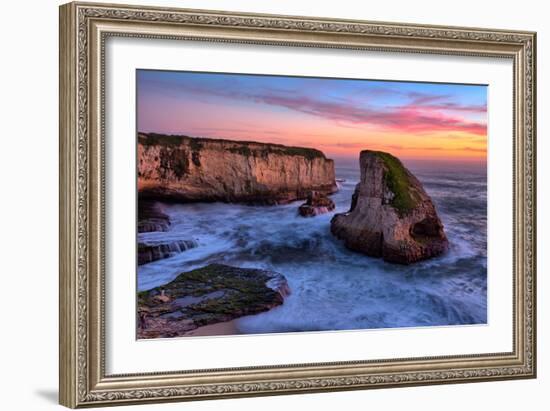 Sunset Seascape, Shark Fin Cove, Davenport, Santa Cruz, Pacific Ocean-Vincent James-Framed Photographic Print