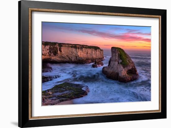 Sunset Seascape, Shark Fin Cove, Davenport, Santa Cruz, Pacific Ocean-Vincent James-Framed Photographic Print