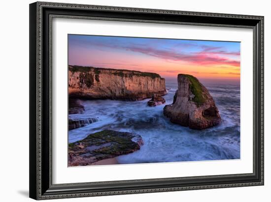 Sunset Seascape, Shark Fin Cove, Davenport, Santa Cruz, Pacific Ocean-Vincent James-Framed Photographic Print