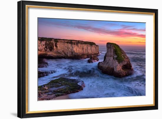 Sunset Seascape, Shark Fin Cove, Davenport, Santa Cruz, Pacific Ocean-Vincent James-Framed Photographic Print