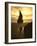 Sunset Silhouettes Seabird Atop Rock Pinnacle, Bandon Beach, Oregon, USA-Steve Terrill-Framed Photographic Print