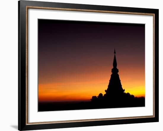 Sunset Sillouhette of Buddhist Temple, Thailand-Merrill Images-Framed Photographic Print