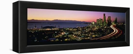 Sunset Skyline Seattle Wa USA-null-Framed Stretched Canvas