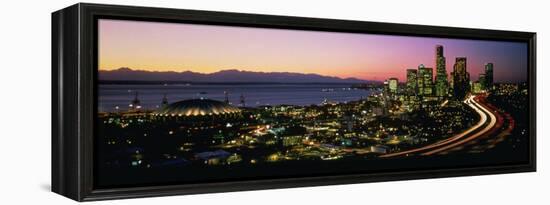 Sunset Skyline Seattle Wa USA-null-Framed Stretched Canvas