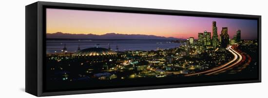 Sunset Skyline Seattle Wa USA-null-Framed Stretched Canvas