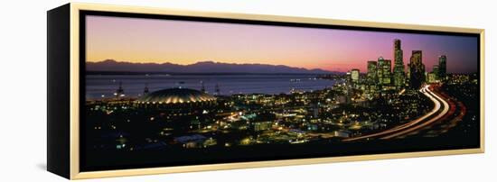 Sunset Skyline Seattle Wa USA-null-Framed Stretched Canvas