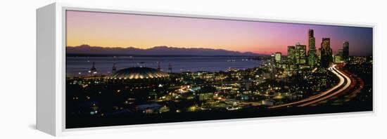 Sunset Skyline Seattle Wa USA-null-Framed Stretched Canvas