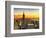 Sunset Skyscraper Landscape, Empire State Building and One World Trade Center, Manhattan, New York-Philippe Hugonnard-Framed Photographic Print