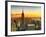 Sunset Skyscraper Landscape, Empire State Building and One World Trade Center, Manhattan, New York-Philippe Hugonnard-Framed Photographic Print