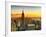 Sunset Skyscraper Landscape, Empire State Building and One World Trade Center, Manhattan, New York-Philippe Hugonnard-Framed Photographic Print