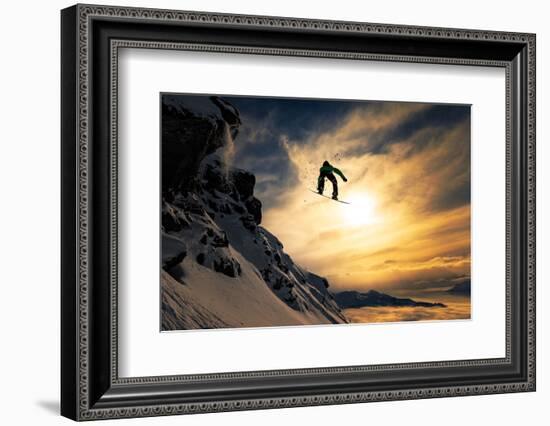 Sunset Snowboarding-Jakob Sanne-Framed Photographic Print
