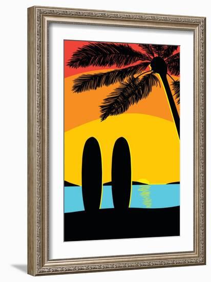 Sunset Surf Panel-Hugo Edwins-Framed Art Print