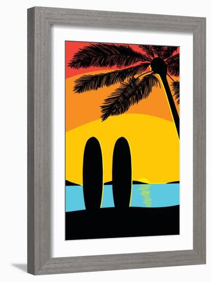 Sunset Surf Panel-Hugo Edwins-Framed Art Print