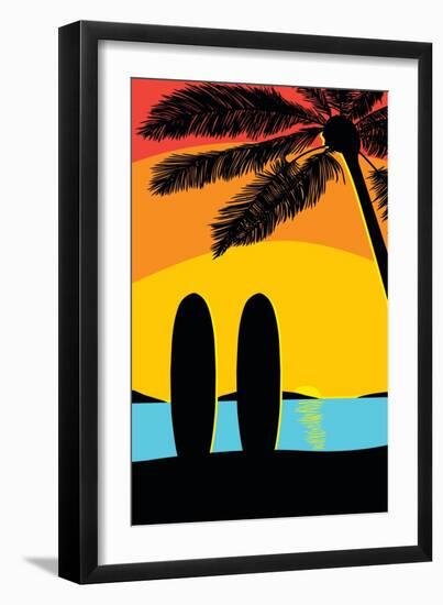 Sunset Surf Panel-Hugo Edwins-Framed Art Print