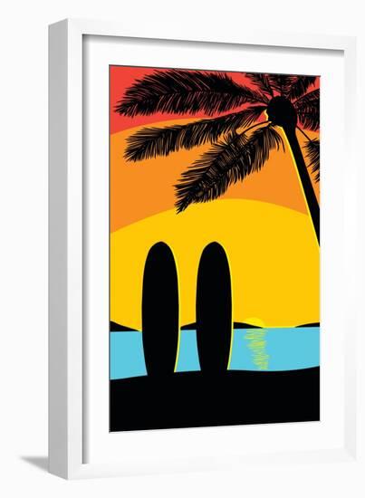 Sunset Surf Panel-Hugo Edwins-Framed Art Print