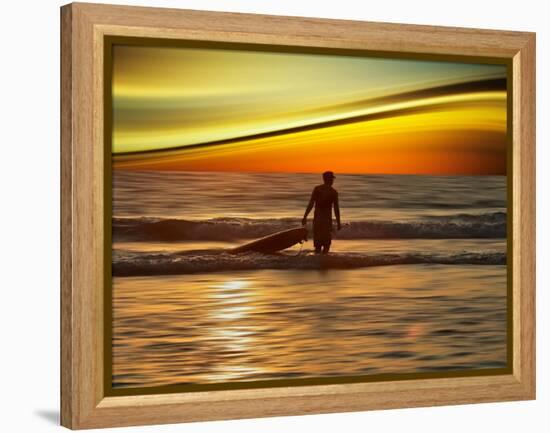 Sunset Surfer-Josh Adamski-Framed Premier Image Canvas