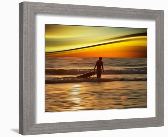 Sunset Surfer-Josh Adamski-Framed Photographic Print