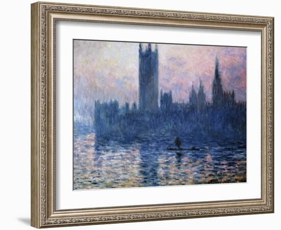 Sunset,The Houses of Parliament-Claude Monet-Framed Giclee Print