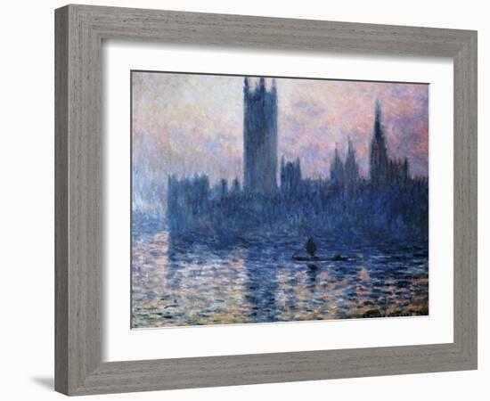 Sunset,The Houses of Parliament-Claude Monet-Framed Giclee Print