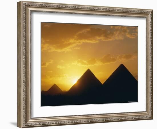 Sunset, the Pyramids, Giza, Unesco World Heritage Site, Cairo, Egypt, North Africa, Africa-John Ross-Framed Photographic Print