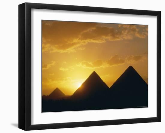 Sunset, the Pyramids, Giza, Unesco World Heritage Site, Cairo, Egypt, North Africa, Africa-John Ross-Framed Photographic Print