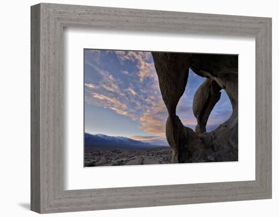 Sunset Through Cyclops' Skull Arch, Alabama Hills, Inyo National Forest-James Hager-Framed Photographic Print