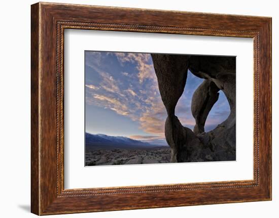 Sunset Through Cyclops' Skull Arch, Alabama Hills, Inyo National Forest-James Hager-Framed Photographic Print