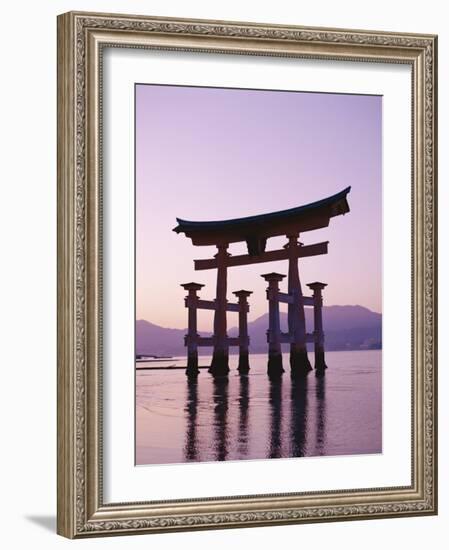 Sunset, Torii Gate, Itsukushima Shrine, Miyajima Island, Honshu, Japan-null-Framed Photographic Print