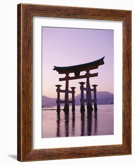 Sunset, Torii Gate, Itsukushima Shrine, Miyajima Island, Honshu, Japan-null-Framed Photographic Print