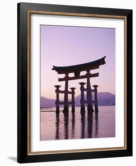 Sunset, Torii Gate, Itsukushima Shrine, Miyajima Island, Honshu, Japan-null-Framed Photographic Print