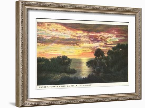 Sunset, Torrey Pines, San Diego County, California-null-Framed Art Print