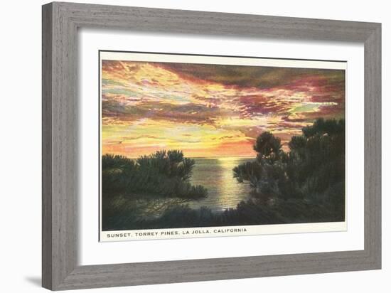 Sunset, Torrey Pines, San Diego County, California-null-Framed Art Print