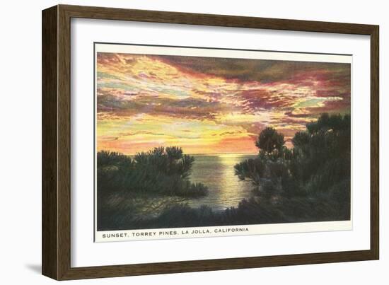 Sunset, Torrey Pines, San Diego County, California-null-Framed Art Print