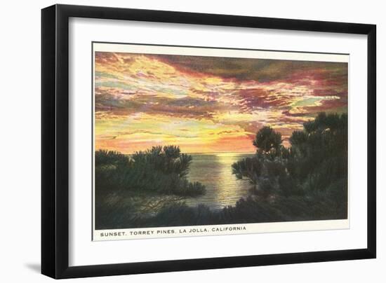 Sunset, Torrey Pines, San Diego County, California-null-Framed Art Print