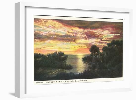 Sunset, Torrey Pines, San Diego County, California-null-Framed Art Print