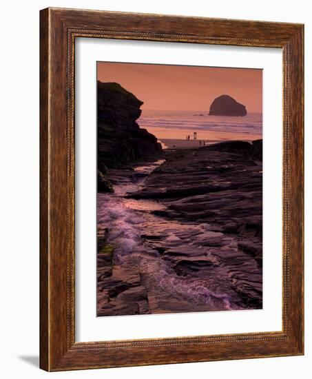 Sunset, Trebarwith Strand, Cornwall, England, United Kingdom, Europe-Jeremy Lightfoot-Framed Photographic Print